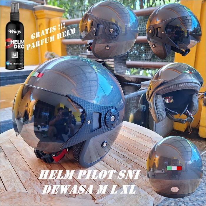 Pilihan- Helm Dewasa Pilot Retro Half Face Sni Untuk Laki Laki Perempuan (Cewek Atau Cowok)