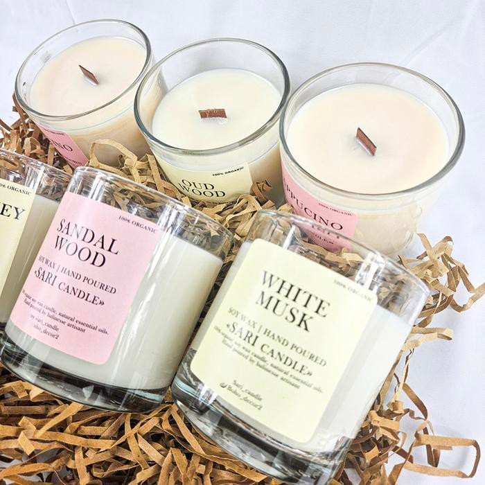 lilin wangi 300ml glass aroma scented candle soy wax candle organic ca kode 622