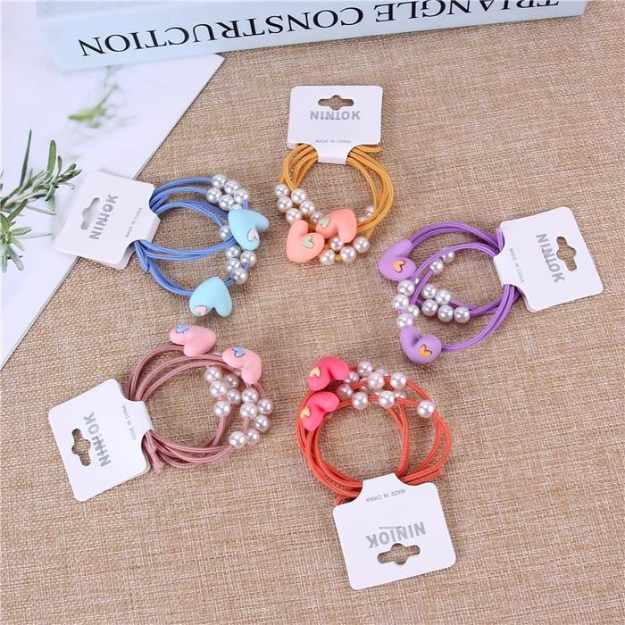 

1Pcs Ikat Rambut Lucu Warna Warni Motif Mutiara Love