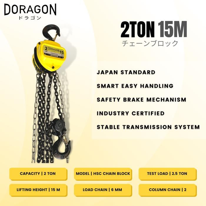 DORAGON Chain Block 2 Ton 15 Meter Takel 2T x 15M Katrol Kerekan Hoist