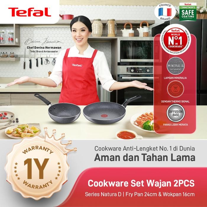 Pilihan- Tefal Cookware Set Wajan 2Pcs Series Natura D / Fry Pan Anti Lengket