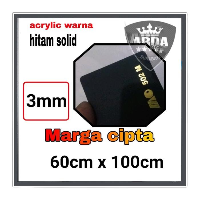

OJ akrilik 3mm hitam solid 60cm x 100cm akrilik lembaran merek marga cipta Stationery