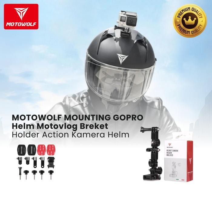 Pilihan- Motowolf Mounting Gopro Helm Motovlog Breket Holder Action Kamera Helm