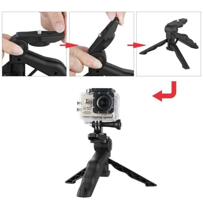 tripod handle mini gagang portable tripod folding 2 in 1 hp smartphone [kualitas terbaik]