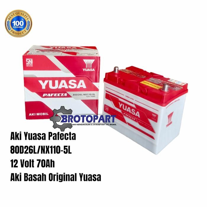 Bagus Aki Mobil Yuasa 80D26L Nx1105L 12V 70Ah Accu Basah Original Yuasa Terlariss 