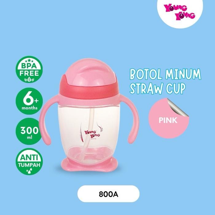 Young Young Botol Minum Anak Straw Cup 800A Ukuran 10 Oz / 300 Ml Anti Tumpah Bpa Free Dengan