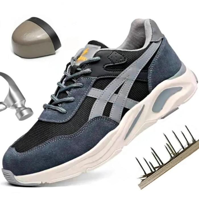Sepatu Safety Model Sport Pria Ujung Besi Sporty Safety Shoes Bukan Jogger Promo 