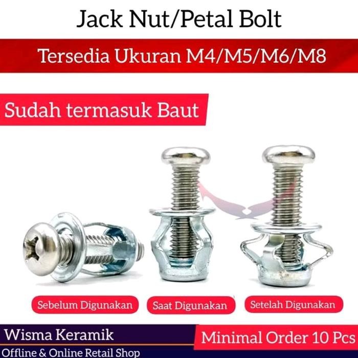 10pcs Jack Nut, rivet Plate metal mur baut sekrup fisher, Rivet nut, Petal Bolt, M4 M5 M6 M8