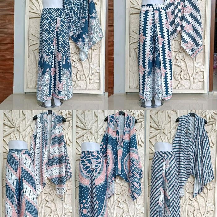 ONE SET OUTER VEST CELANA LAYER BATIK SETELAN CELANA PANJANG WANITA