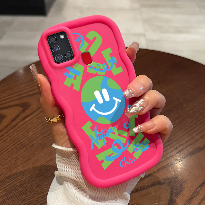 Casing Untuk Samsung A21s Case Casing tas emosi sederhana pola HP Cesing lunak Silikon Softcase Maca