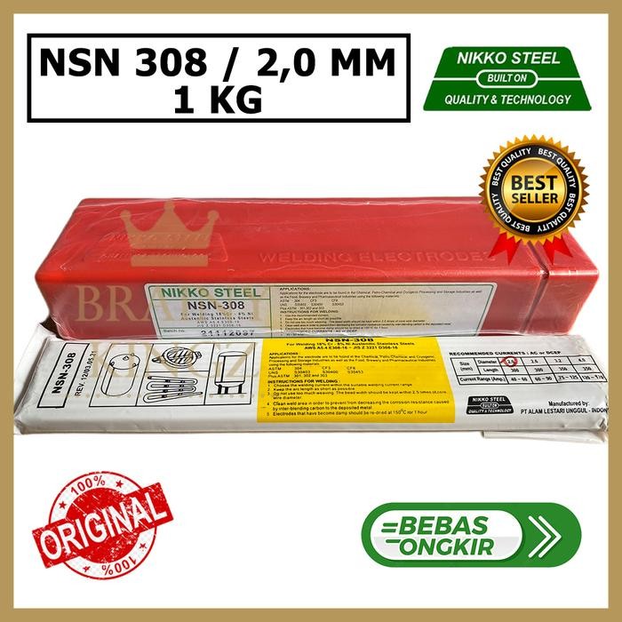 Kawat Las Stainless Nikko Steel NSN308 ukuran 2mm NSN 308 2,0mm E308