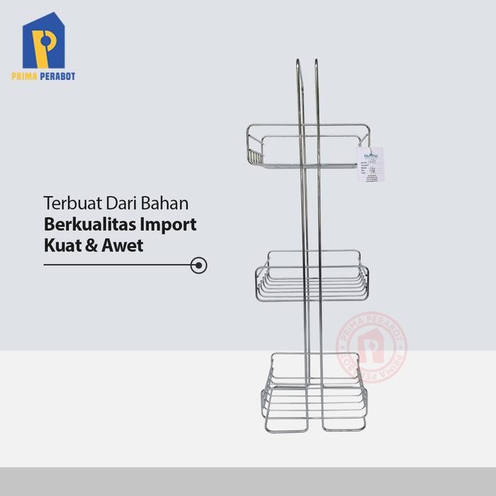 Rak Stainless Serbaguna Susun 3 Rak Dapur Premium Rak Gelas Rak Bumbu