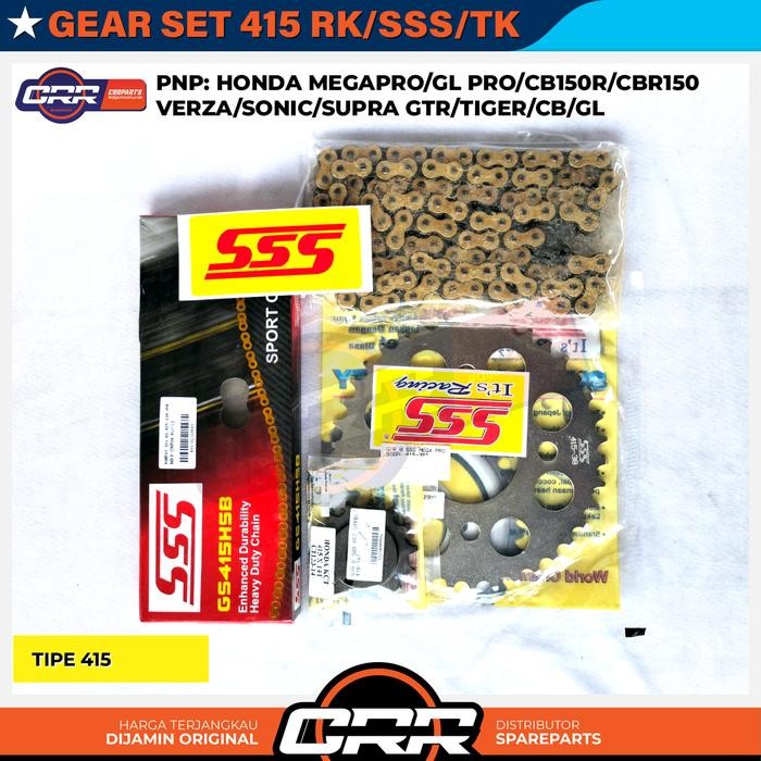 Gear Set Girset Sss 415 Honda Megapro Cb150R Street Fire Cbr150 Sonic 150 Supra Gtr Verza Ukuran