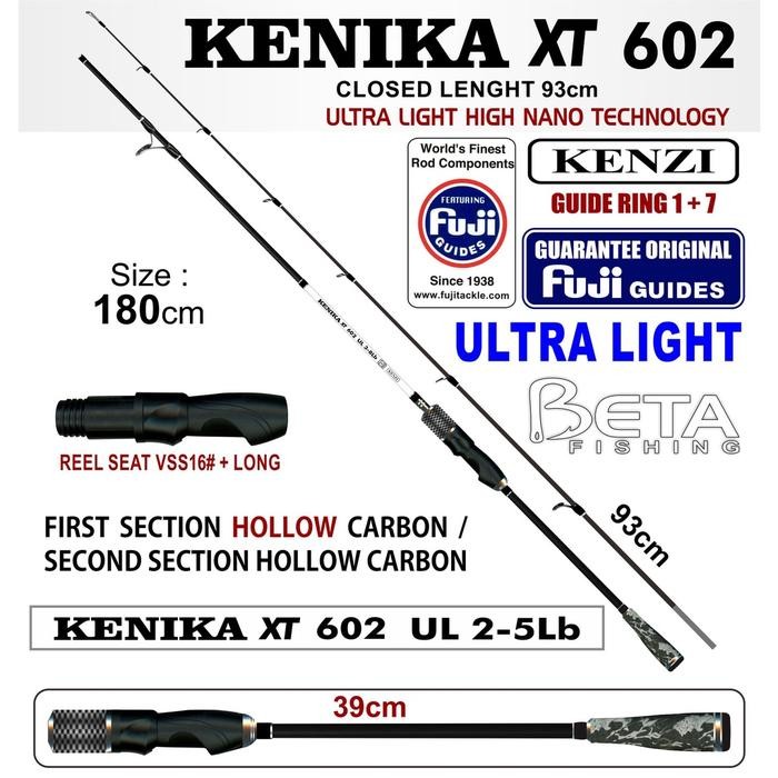 KENZI Rod Pancing Kenika XT 602 Ultra Light Fuji Ring Guide Joran