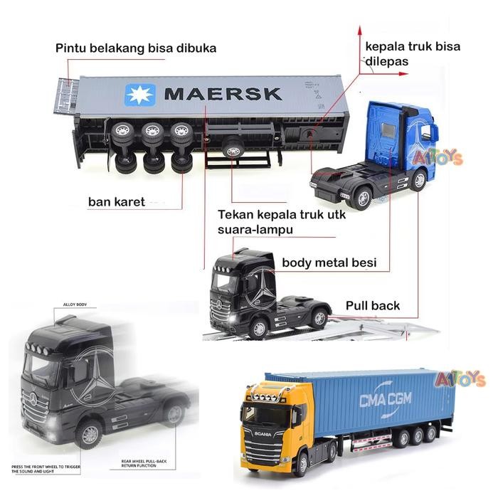 Diecast truk trailer mainan truk trailer mainan truk Scania mainan truk Fuso Diecast truk container