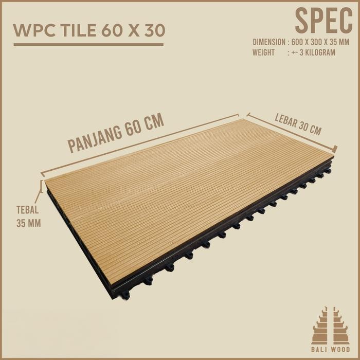 (Promo) Lantai DIY Decking tWPC (HPC) Kayu tile Baliwood panjang 60x30 CM Terlaris Termurah