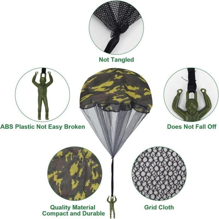 q2qh- 2Pcs Mainan Parasut Anak Mainan Anak Terjun Payung Terjun Payung Mainan Payung Terjun