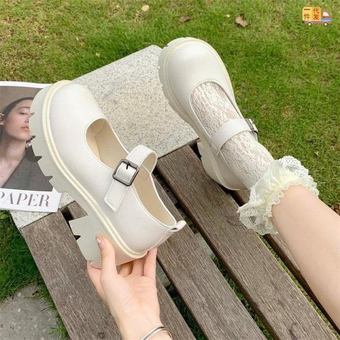 Minangstore Bilgev Docmart Mary Jane Sepatu Pantopel Hitam Kerja Sepatu Hak Tinggi Wanita Korea 039