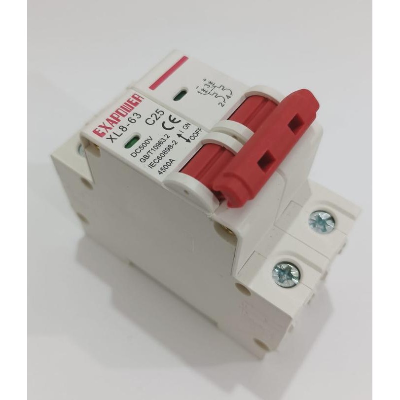 MCB DC 2P 20A 500V Circuit Breaker DC 2 Poles 20A