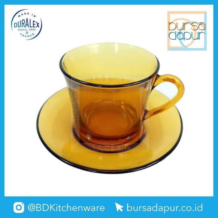 Duralex Glass Amber Cup 18 cl - 180 ml Saucer 13.5 cm