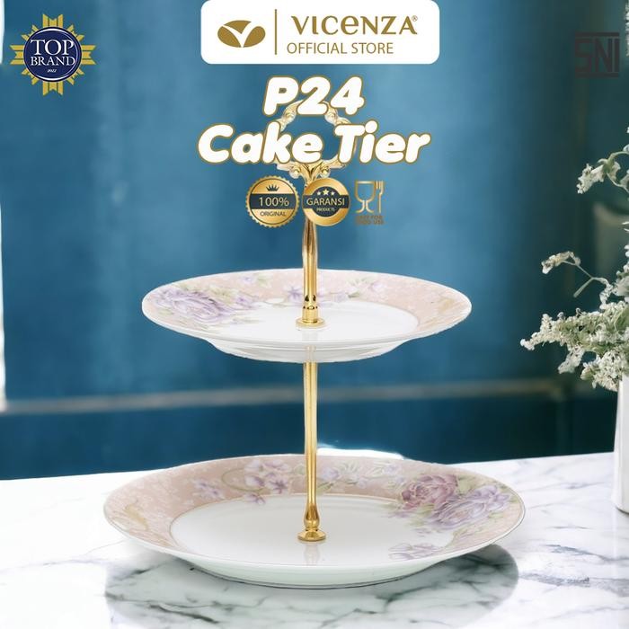 Vicenza Double Plate - Piring Susun P24 Magnolia
