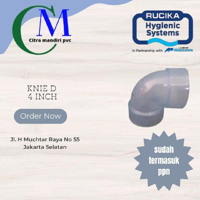 Ready Elbow D Transparent D 4 Inch Rucika Knee Knie Transparan D 4" PVC Rucika