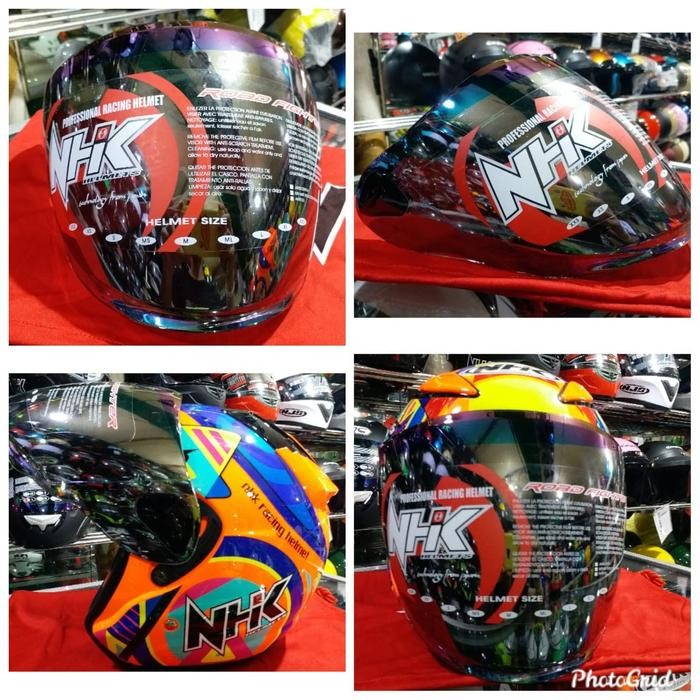 kaca asli helm NHK r6 new pelangi/rainbow