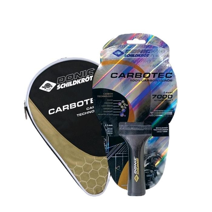Bat Pingpong DONIC Schildkrot Carbotec 7000 Original - Blade Carbon 120 Speed & Spin, Kontrol 60 -