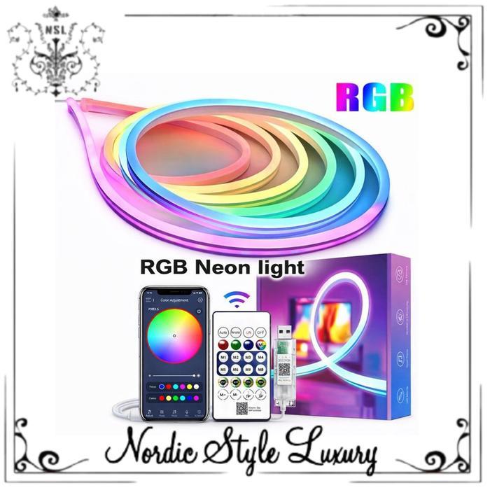 Lampu LED Running Neon Flexible RGB 5 Meter Waterproof / Lampu LED RGB Running 5V Bluetooth