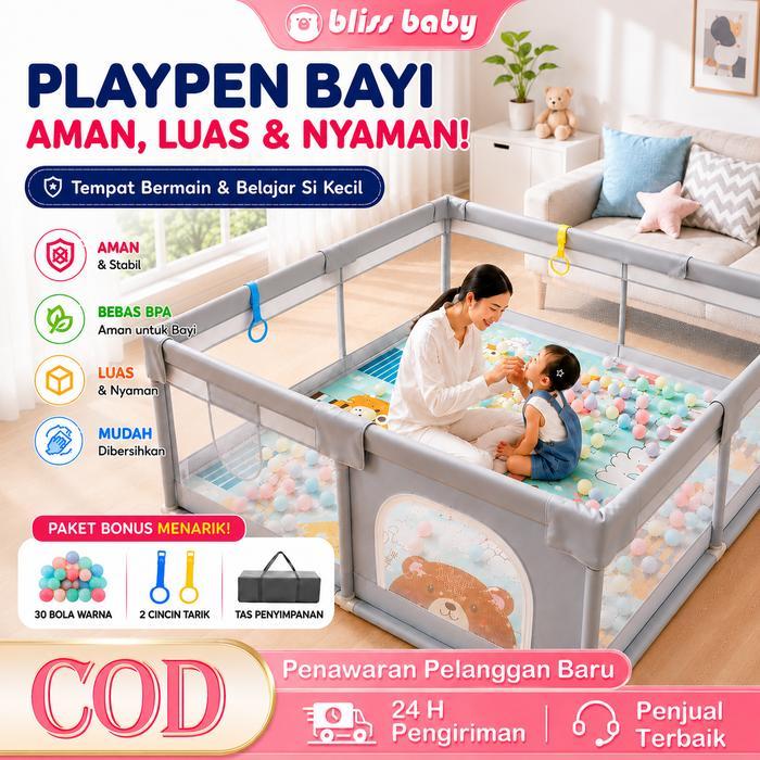 Promo CodBliss Baby Pagar Bayi Bermain Pagar Mainan Anak Baby Playpen Pagar Bayi Mandi Bola Anak