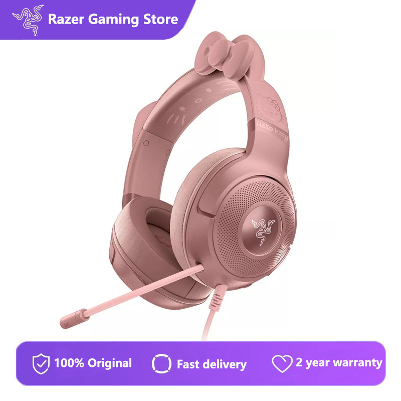 Razer x Hello Kitty Rose Gold Edition Kraken Kitty V2 Wired USB RGB Gaming Headset with Exclusive