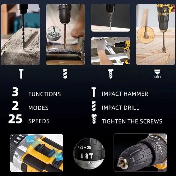 Promo Dewalt Tanpa Kabel Bor Listrik 68V Lithium Baterai Bor Listrik Bor Dinding Rumah Tangga Rumah