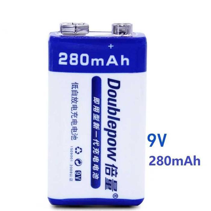 Doublepow Baterai Cas 9V 9 Volt Baterai 9V Cas Baterai Cas 9 Volt Baterai Cas 280mAh 1 PCS Baterai