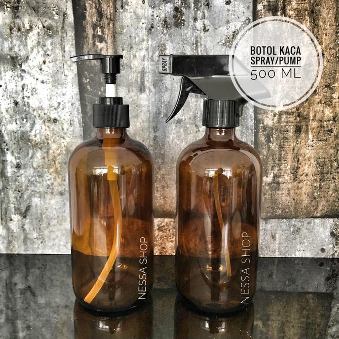 BOTOL KACA AMBER 500 ML PUMP KODE 734