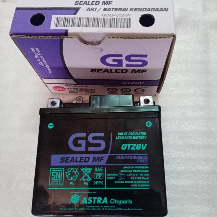 Gs Aki Gs Astra Gtz-6V Vario 125 150 Satria Fu Beat Iss 12V 5 Ampere Baterai Motor Motorcycle