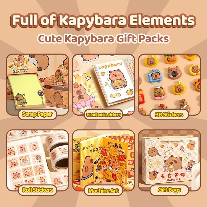 Berkualitas Kiumo Capybara Guka Set Krim Lem Stiker Guka Set Stiker Stiker Guka Buatan Tangan Hadiah