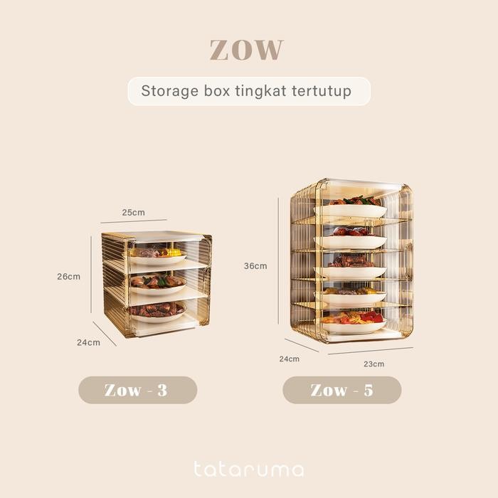 ZOW - Food Storage Tertutup Tempat Sayuran Lauk Tingkat Susun Bebas Debu Hemat Tempat