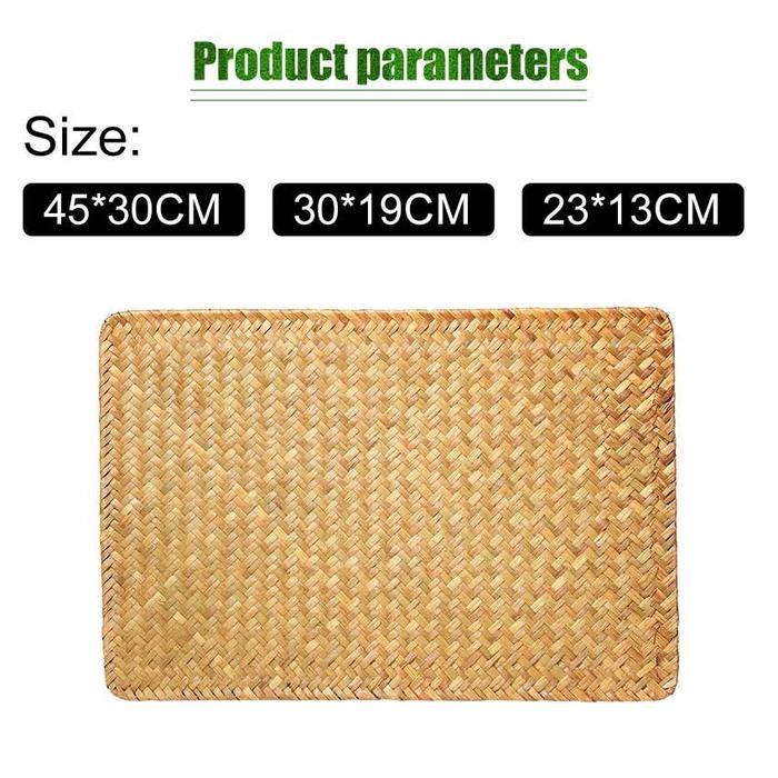 Alas Tatakan Piring Rotan Persegi Panjang Rattan Placemat Nampan Rotan