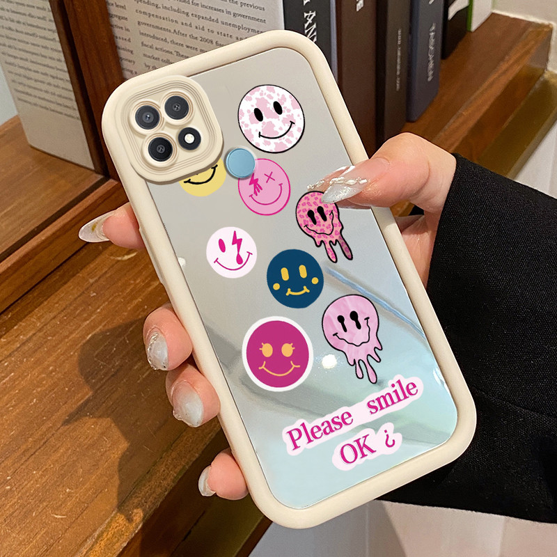 Casing Hp OPPO A15 A15s A35 Case Softcase Kesing Emotikon tersenyum Cermin Cesing Cantik silikon kas