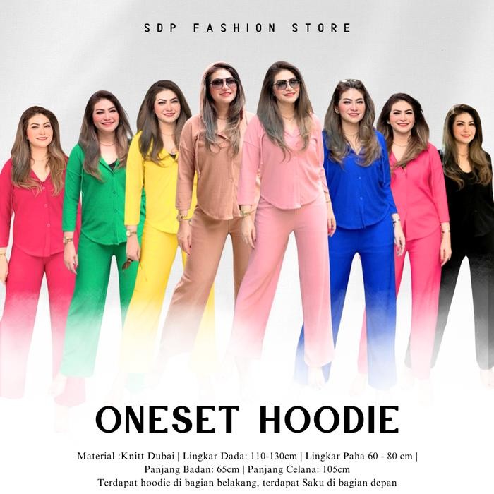 Pilihan- [Rgb] Oneset Hoodie Knitt Dubai Polos - Setelan Knitt Premium Wanita