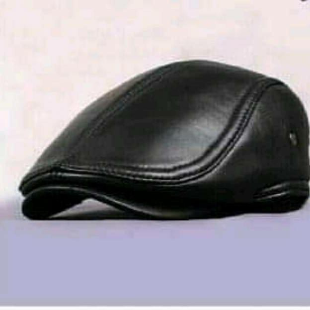topi pet kulit domba asli warna hitam - topi kulit domba asli kulit