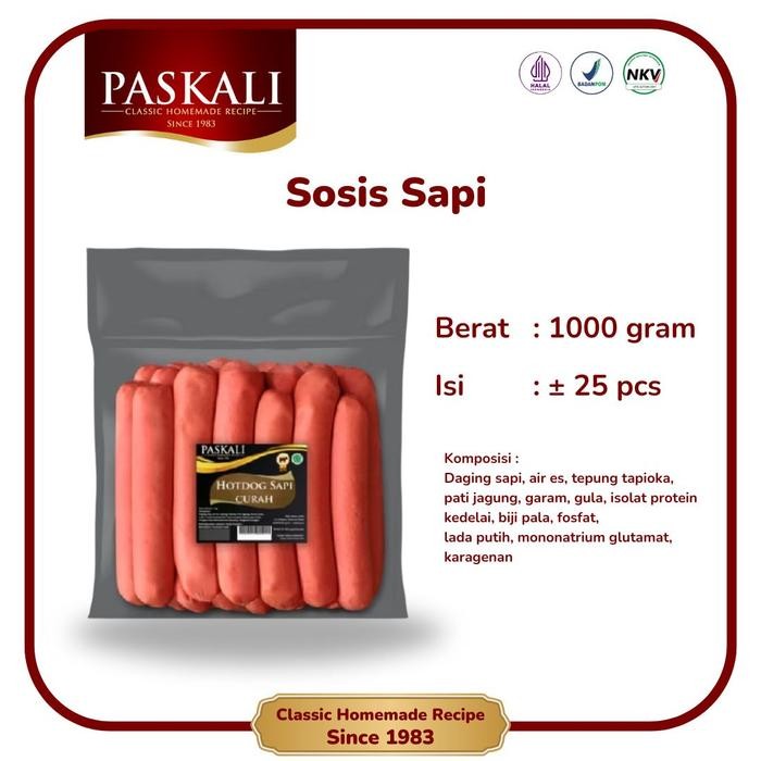 

Pilihan- Sosis Sapi Paskali 1000 Gram Isi 25 Pcs (Merah)