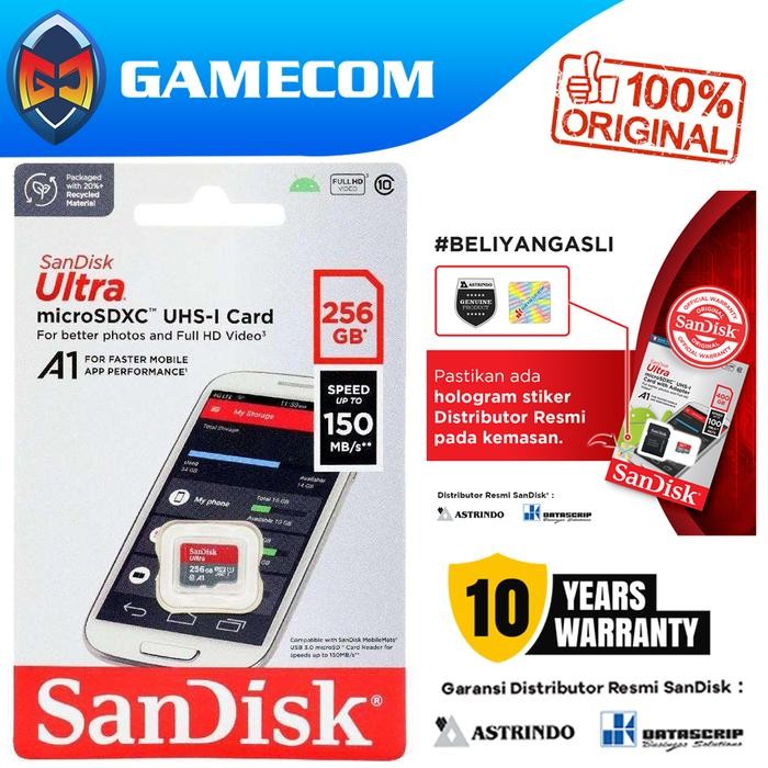 Terbaik Sandisk Microsdxc Ultra A1 256Gb Class 10 Original Sandisk Indonesia 100% Ori