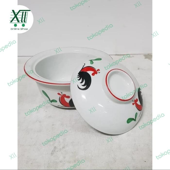Khusus Grab Kopin Mangkuk Sup Keramik + Tutup Ayam Jago 6,5 Inch Mangkok Sapo Tahu
