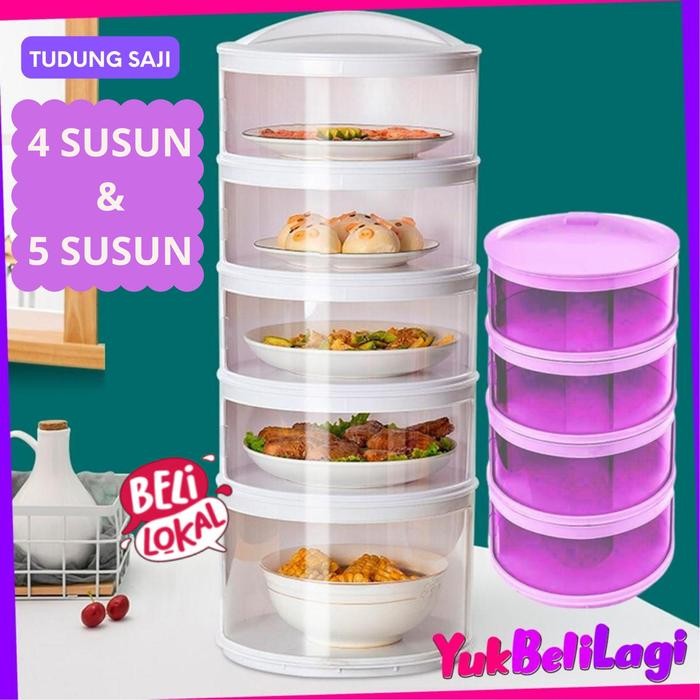 New BISA COD (YBL) Rak Tudung Saji Makanan Lauk Buah Kue Tingkat 5 Susun Penutup Masakan Saji