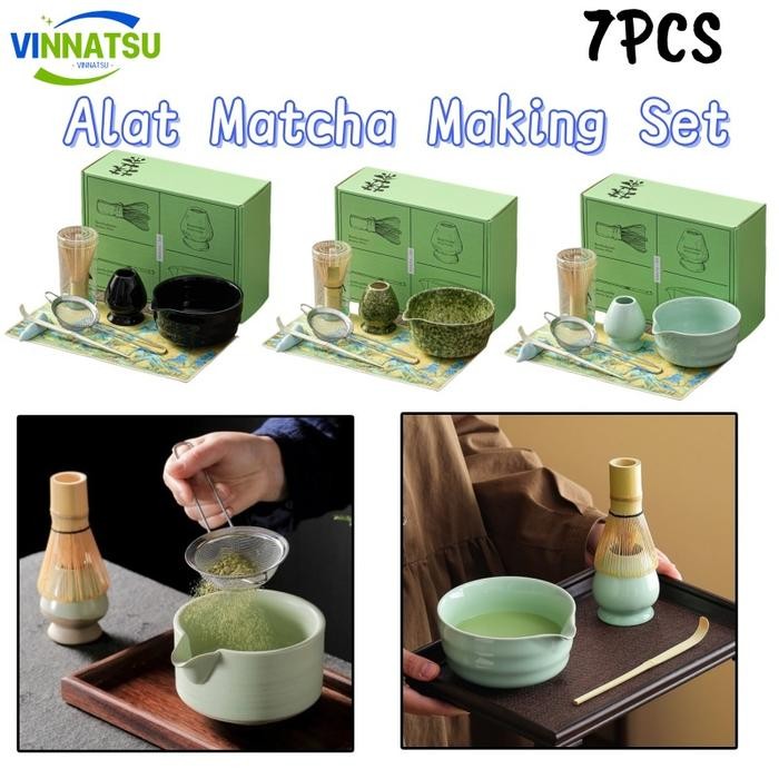 

Vinnatsu 7in1 Alat Matcha Making Set Bambu Pengaduk Bubuk Matcha Pengaduk Matcha Matcha Bowl Keramik