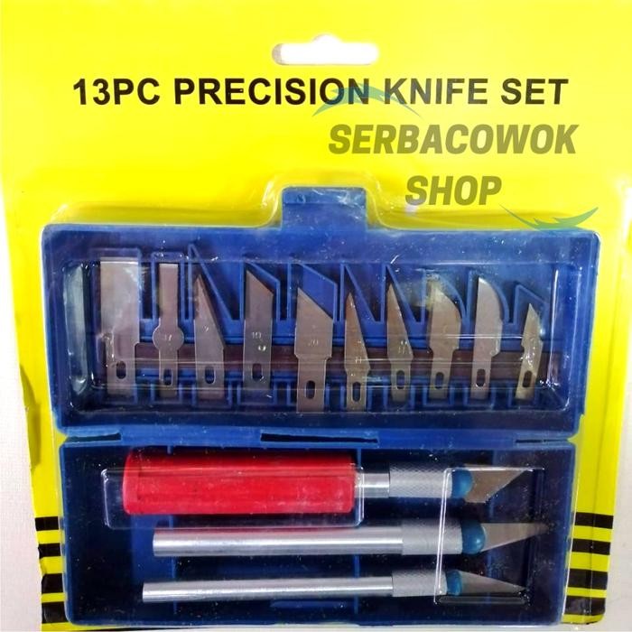 

New Hobby Knife Set Pisau Ukir Pahat Kayu Set 13 Pcs Precision Knife Set