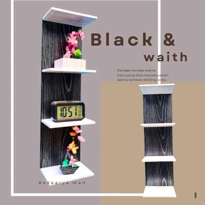 

New Rak Tempek Dinding Tipe 4 Tingkat MDF Super Tebal Plastik Ambalan Portable