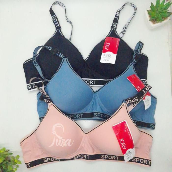 Pilihan- Jolly 1Pcs Bra Sport Wanita Dewasa Bh Cup A5 Busa Tipis Tanpa Kawat Kait Kancing