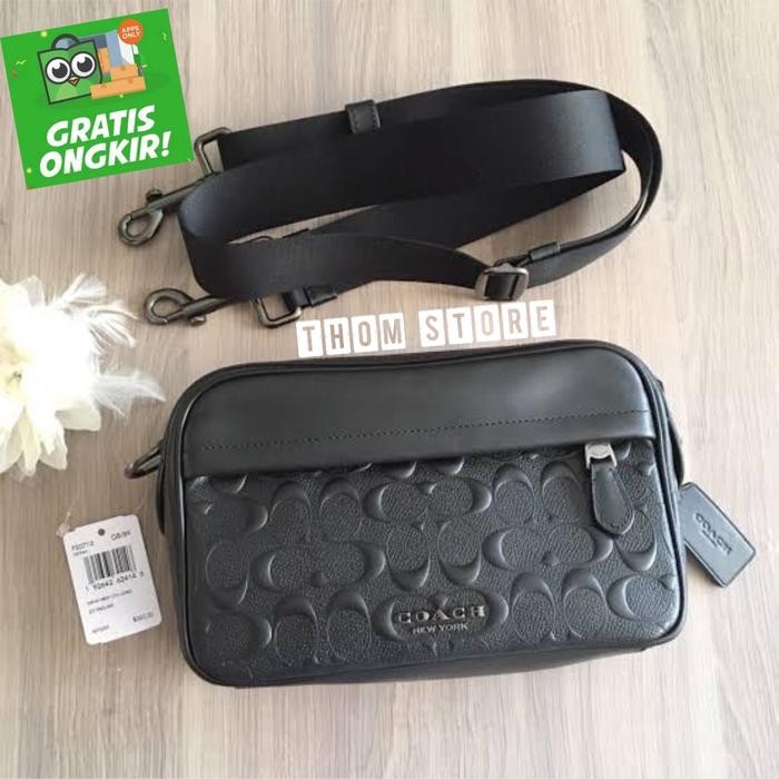 Ready Tas Co F50713 Graham Black Crossbody Sling Bag Signature Embossed